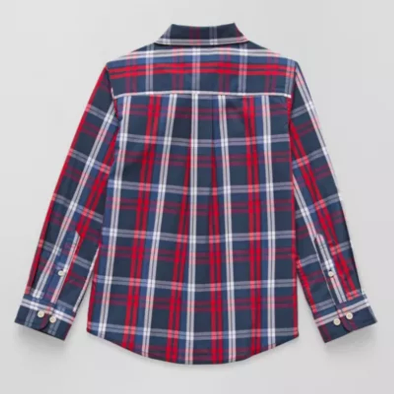 U.S. Polo Assn. Little & Big Kid Boys Long Sleeve Regular Fit Embroidered Button-Down Shirt
