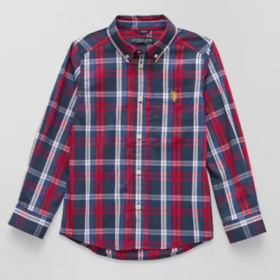 U.S. Polo Assn. Little & Big Kid Boys Long Sleeve Regular Fit Embroidered Button-Down Shirt