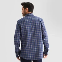 St. John's Bay Poplin Mens Long Sleeve Slim Fit Button-Down Shirt