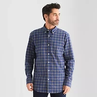 St. John's Bay Poplin Mens Long Sleeve Slim Fit Button-Down Shirt