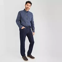 St. John's Bay Poplin Mens Long Sleeve Slim Fit Button-Down Shirt