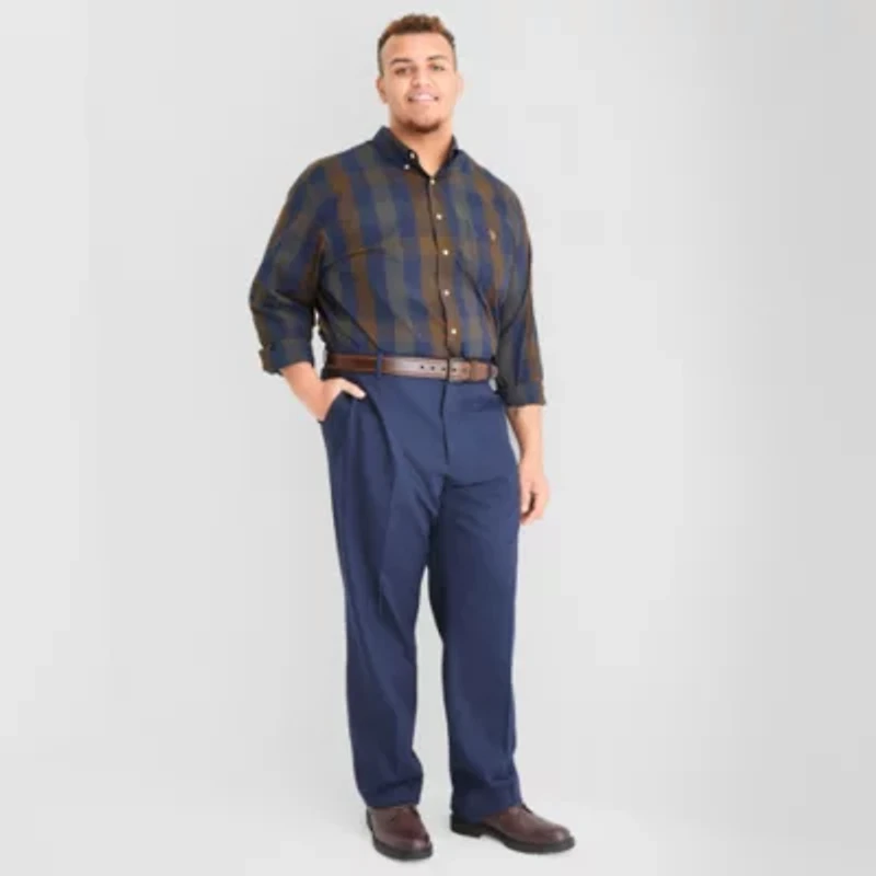U.S. Polo Assn. Mens Long Sleeve Classic Fit Stretch Fabric Embroidered Big and Tall Button-Down Shirt