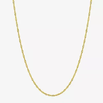 Womens 10K Gold 18 Inch Singapore Chain Necklace