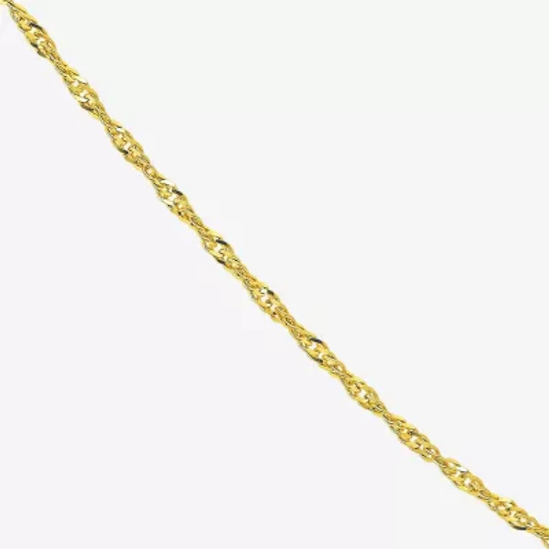 Womens 10K Gold 18 Inch Singapore Chain Necklace