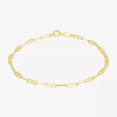 Womens 10K Gold 7.5 Inch Chain Bracelet
