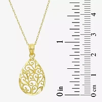 Womens 10K Gold Pear 18 Inch Pendant Necklace