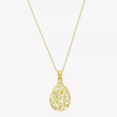 Womens 10K Gold Pear 18 Inch Pendant Necklace