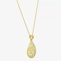 Womens 10K Gold Pear 18 Inch Pendant Necklace