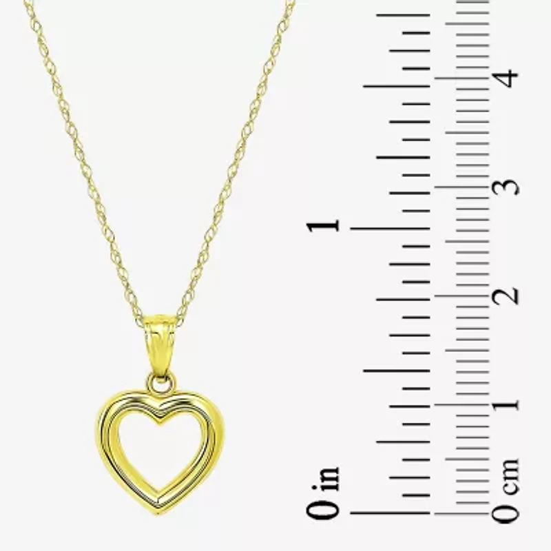 Womens 10K Gold Heart 18 Inch Pendant Necklace