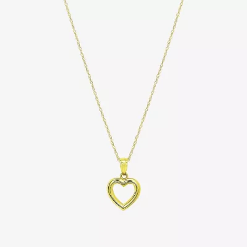 Womens 10K Gold Heart 18 Inch Pendant Necklace