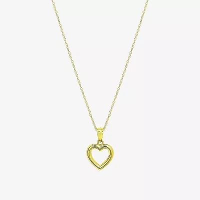 Womens 10K Gold Heart 18 Inch Pendant Necklace
