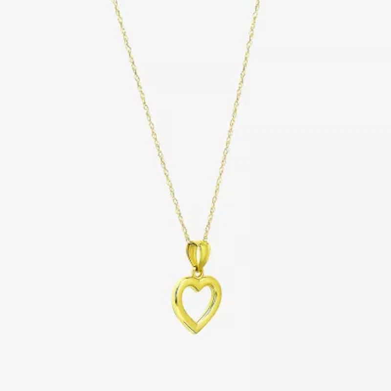 Womens 10K Gold Heart 18 Inch Pendant Necklace