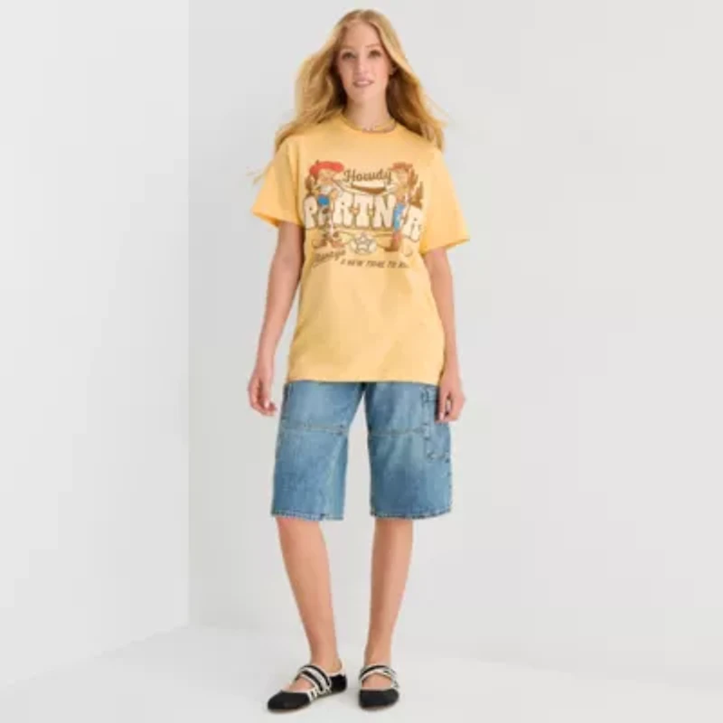 Womens Juniors Crew Neck Short Sleeve Loose Fit Toy Story Graphic T-Shirt