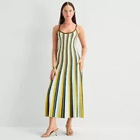 Worthington Womens Sleeveless Striped Sweater Dress