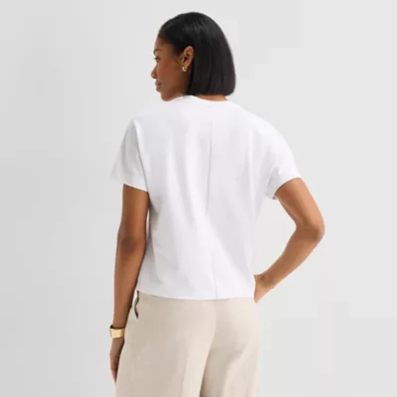 Worthington Womens Crew Neck Short Sleeve T-Shirt