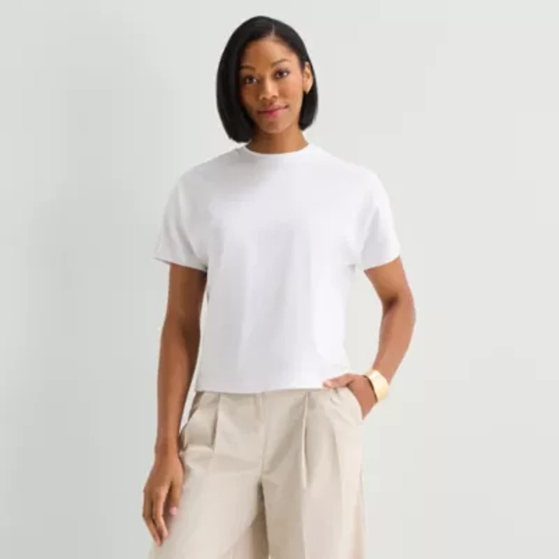 Worthington Womens Crew Neck Short Sleeve T-Shirt