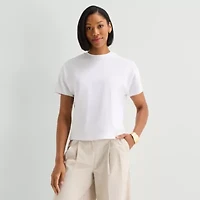 Worthington Womens Crew Neck Short Sleeve T-Shirt