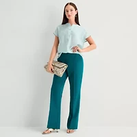 Worthington Womens Henley Neck Short Sleeve Blouse