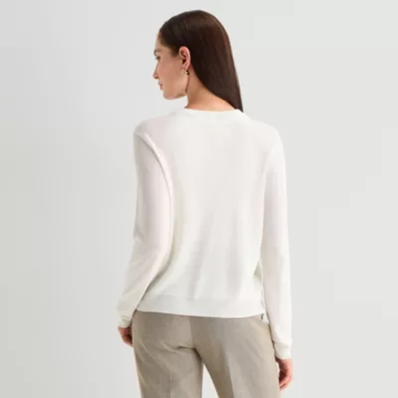 Worthington Womens Cowl Neck Long Sleeve Button Cardigan