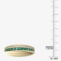 Womens Lab Created Green Emerald 14K Gold Over Silver Band