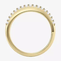 Womens 2MM Lab Created Green Emerald 14K Gold Over Silver Band