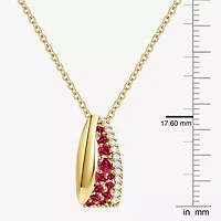 Womens Lab Created Red Ruby 14K Gold Over Silver Round 18 Inch Pendant Necklace