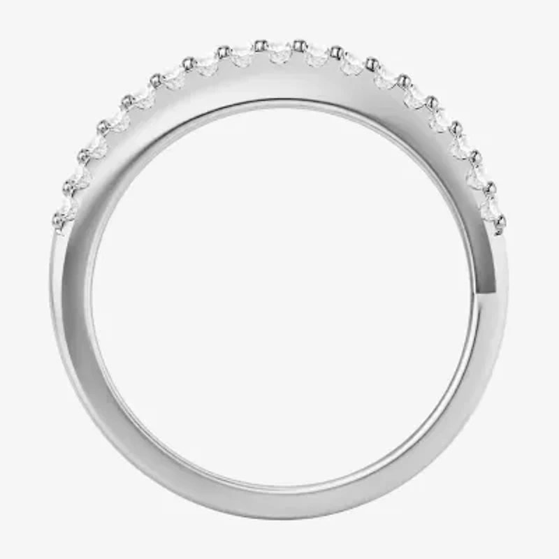 Womens 2MM Lab Created Blue Sapphire Sterling Silver Band