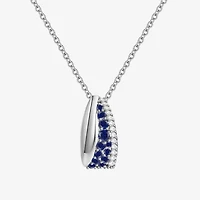 Womens Lab Created Blue Sapphire Sterling Silver Round 18 Inch Pendant Necklace