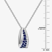 Womens Lab Created Blue Sapphire Sterling Silver Round 18 Inch Pendant Necklace