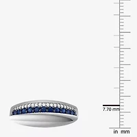 Womens Lab Created Blue Sapphire Sterling Silver Band