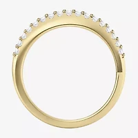 Womens 2MM Lab Created Red Ruby 14K Gold Over Silver Band
