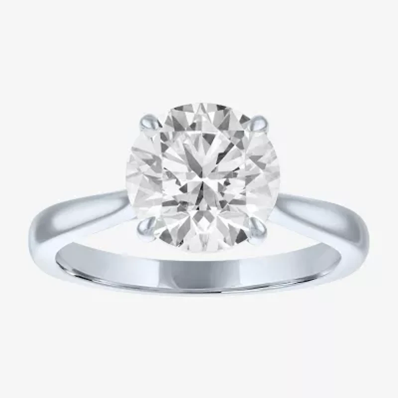 (G / Si1-Si2) Womens 3 CT. T.W. Lab Grown White Diamond Sterling Silver Round Engagement Ring