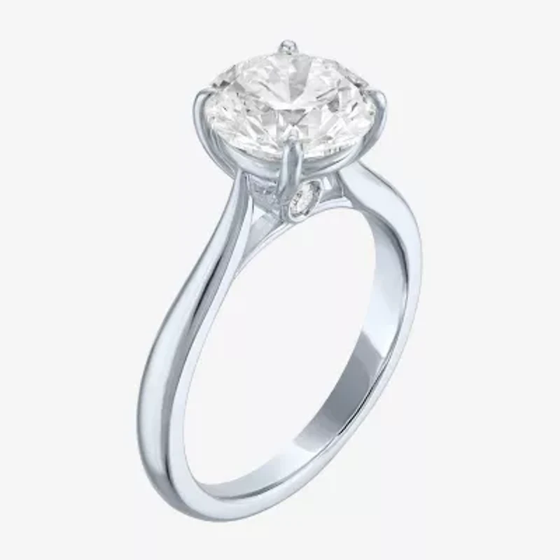 (G / Si1-Si2) Womens 3 CT. T.W. Lab Grown White Diamond Sterling Silver Round Engagement Ring