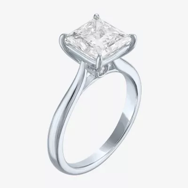 (G / Si1-Si2) Womens 3 CT. T.W. Lab Grown White Diamond Sterling Silver Engagement Ring