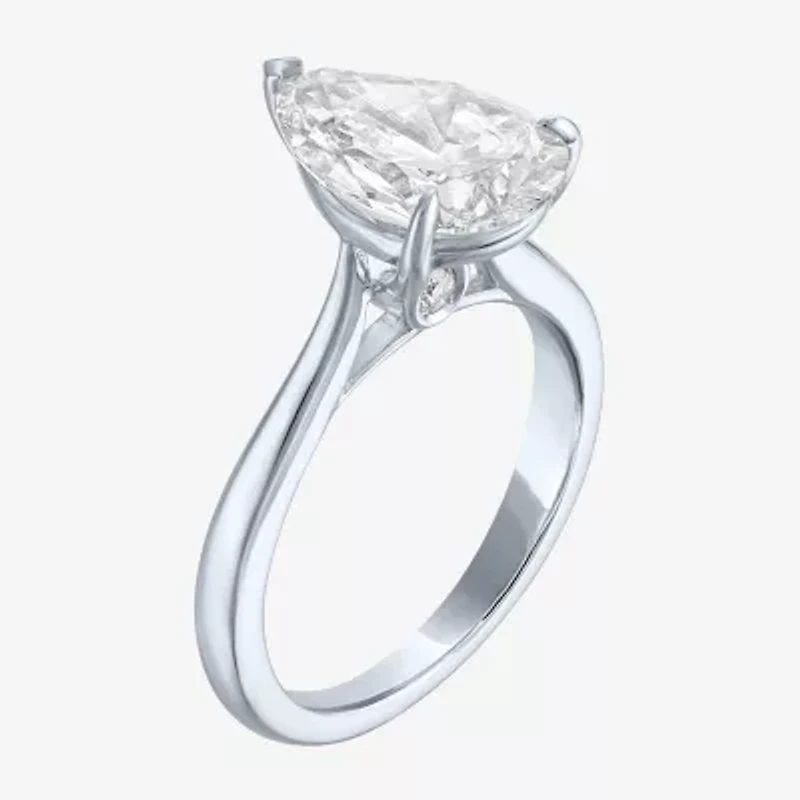 (G / Si1-Si2) Womens 3 CT. T.W. Lab Grown White Diamond Pear Engagement Ring