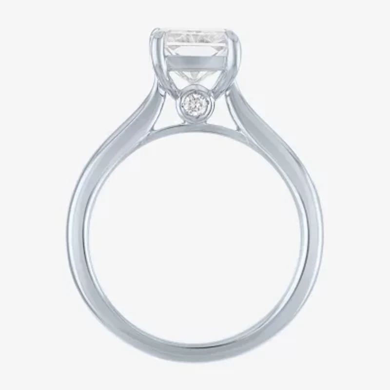(G / Si1-Si2) Womens 3 CT. T.W. Lab Grown White Diamond Sterling Silver Rectangular Engagement Ring