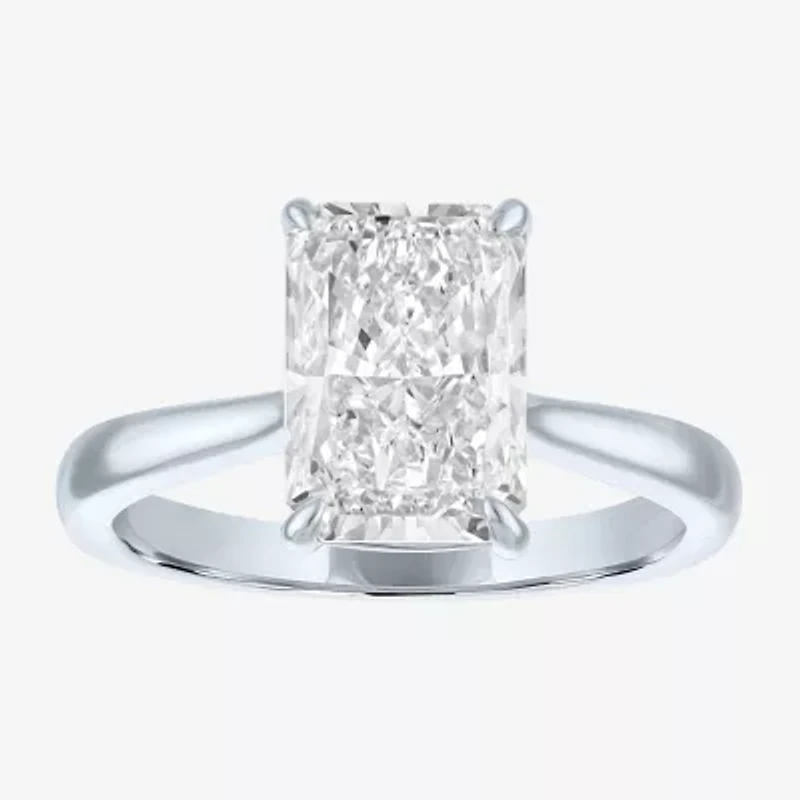 (G / Si1-Si2) Womens 3 CT. T.W. Lab Grown White Diamond Sterling Silver Rectangular Engagement Ring