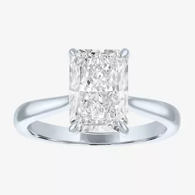 (G / Si1-Si2) Womens 3 CT. T.W. Lab Grown White Diamond Sterling Silver Rectangular Engagement Ring