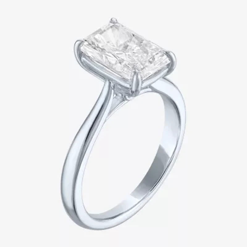 (G / Si1-Si2) Womens 3 CT. T.W. Lab Grown White Diamond Sterling Silver Rectangular Engagement Ring