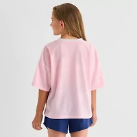 Thereabouts Little & Big Kid Girls V Neck Short Sleeve Oversized Graphic T-Shirt