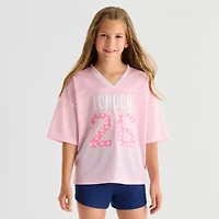 Thereabouts Little & Big Kid Girls V Neck Short Sleeve Oversized Graphic T-Shirt
