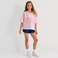Thereabouts Little & Big Kid Girls V Neck Short Sleeve Oversized Graphic T-Shirt