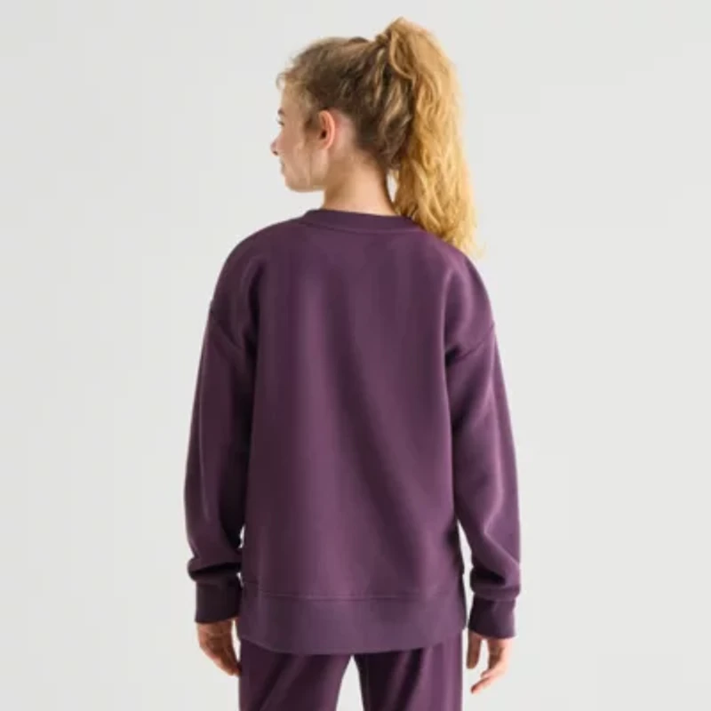 Xersion Little & Big Kid Girls Mock Neck Fleece Long Sleeve Sweatshirt