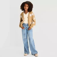 Thereabouts Little & Big Kid Girls V Neck Long Sleeve Button Cardigan