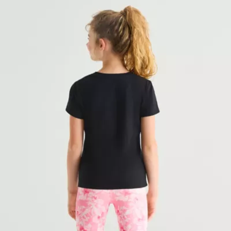 Xersion Little & Big Kid Girls Crew Neck Short Sleeve Regular Fit Graphic T-Shirt