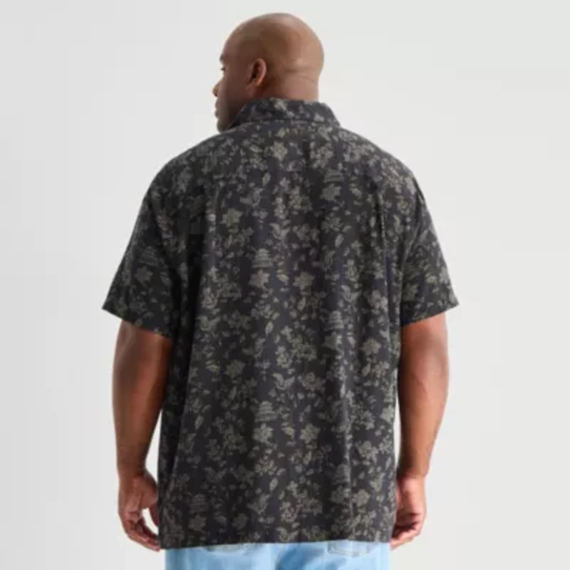 mutual weave Mens Short Sleeve Big and Tall Camp Shirt