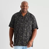 mutual weave Mens Short Sleeve Big and Tall Camp Shirt