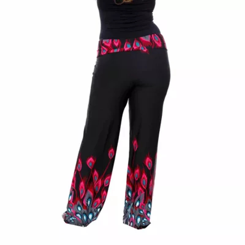 White Mark Womens Plus High Rise Wide Leg Palazzo Pant