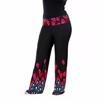 White Mark Womens Plus High Rise Wide Leg Palazzo Pant