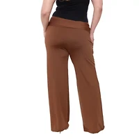 White Mark Womens High Rise Wide Leg Palazzo Pant-Plus